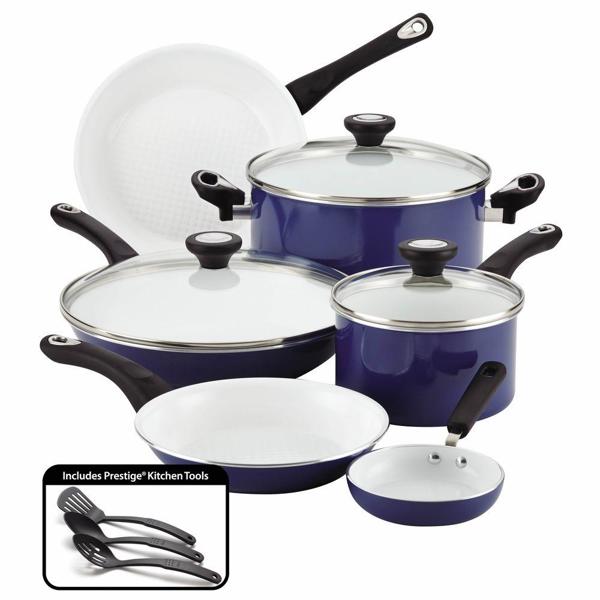 Farberware 17490 Cookware Set 12 Pc Blue Ceramic