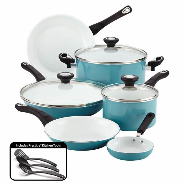 Farberware 17494 Cookware Set 12Pc Aqua Ceramic