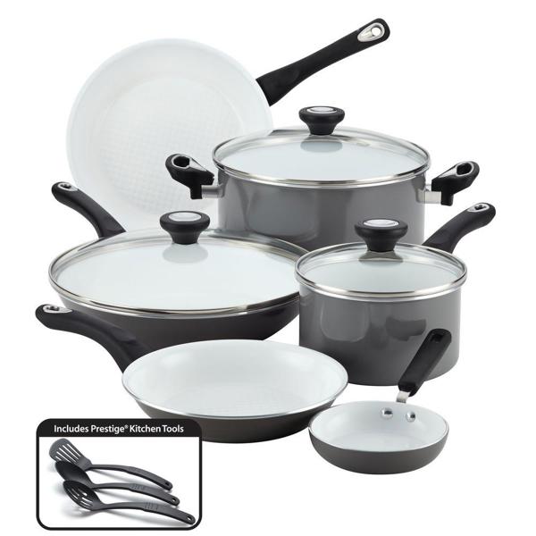 Farberware 17498 12 Piece Cookware Set Gray Ceramic
