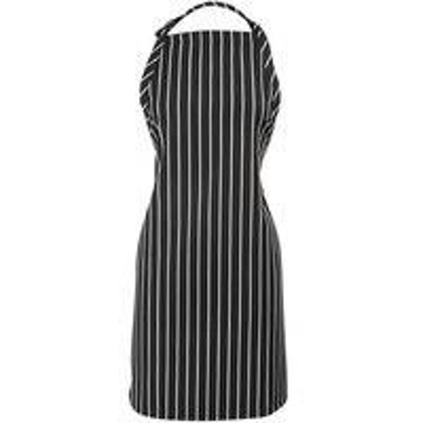 Mercer Culinary M61120BCS Bib Apron Black Chalk Stripe