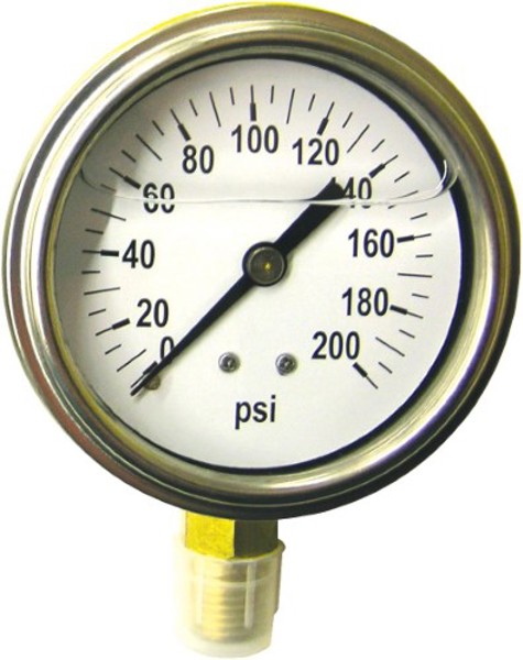 Green Leaf Inc LG2001PK Pressure Gauge 200 PSI Liquid Filled