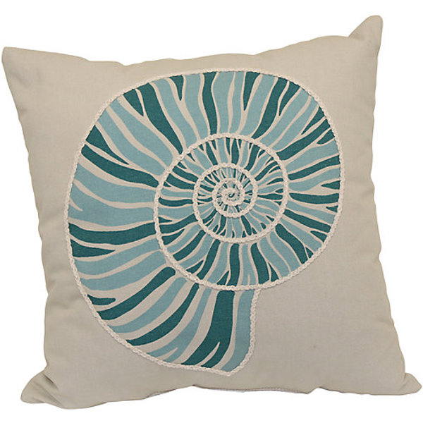 Brentwood Industries 9140003 Nautilus Blue Coastal Decorative Pillow Blue