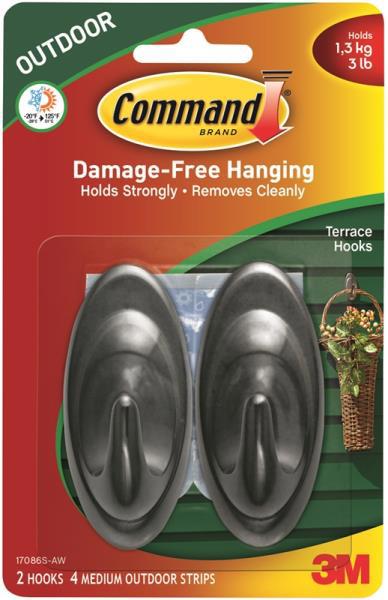 3M 17086S-AW Medium Hook 3-7/8 X 1-3/8 X 6-3/4 In Slate