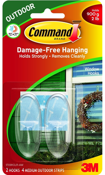 3M 17091CLR-AWES Outdoor Window Hook 2 Lb Medium