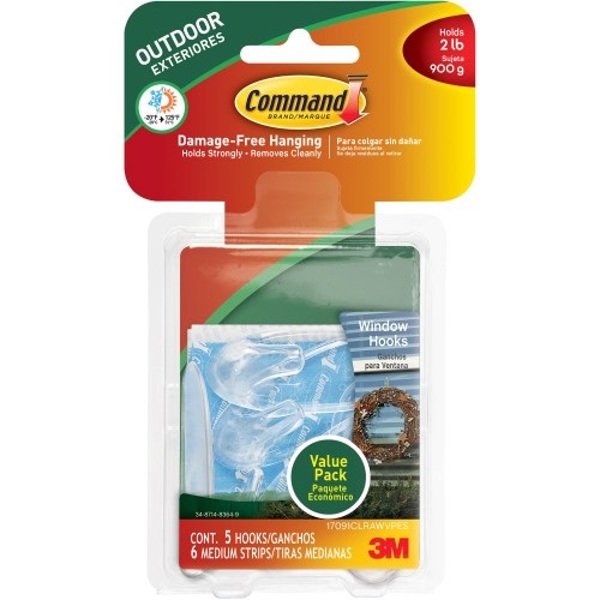 3M 17091CLRAWVP Medium Clear Window Hooks Value Pack