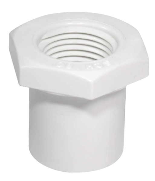 LASCO 438130 / 435724 Reducing Spigot x FIP Pipe Bushing 1 In x 1/2 In White