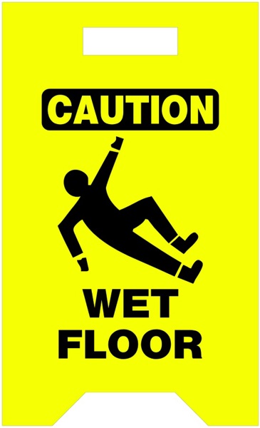 Hillman Group 840230 Caution Wet Floor Sign Fluorescent Colorful Eye Catching