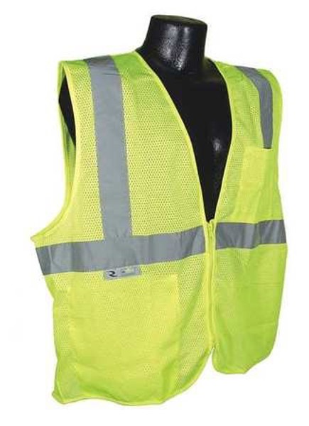 Radians Inc SV24-2ZGM-XL/2XL 2X-Large Safety Vest Green Silver Zip N Rip