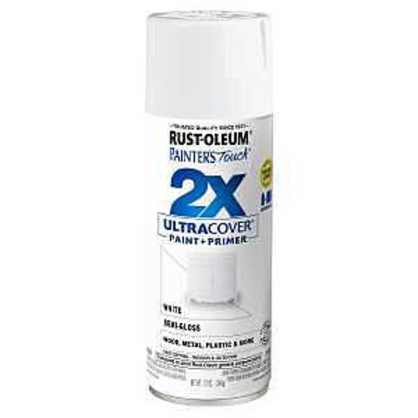Rust-Oleum 334098 Spray Paint 12 Oz Semi Gloss for Plastic White