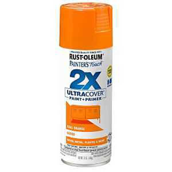 Rust-Oleum 334043 Gloss Spray Paint 12 Oz Real Orange 2X Ultra Cover