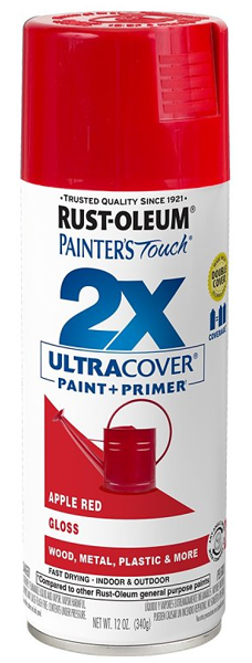 Rust-Oleum 334024 Glossy Spray Paint 12 Oz General Purpose Topcoat Enamel 2X Ultra Cover Red