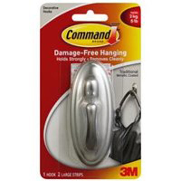 3M 17053BN Large Decorative Hook 5 Lb Brushed Nickel