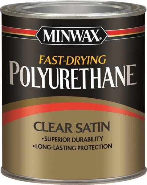 Minwax 63010444 Clear Satin Polyurethane 1 Qt Fast Drying Oil-Based Mild Hydrocarbon 125 Sq Ft