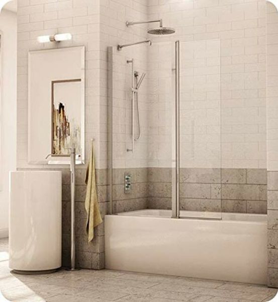 FLEURCO SIENA Frameless In-Line Tub Shield Brushed Nickel/Clear