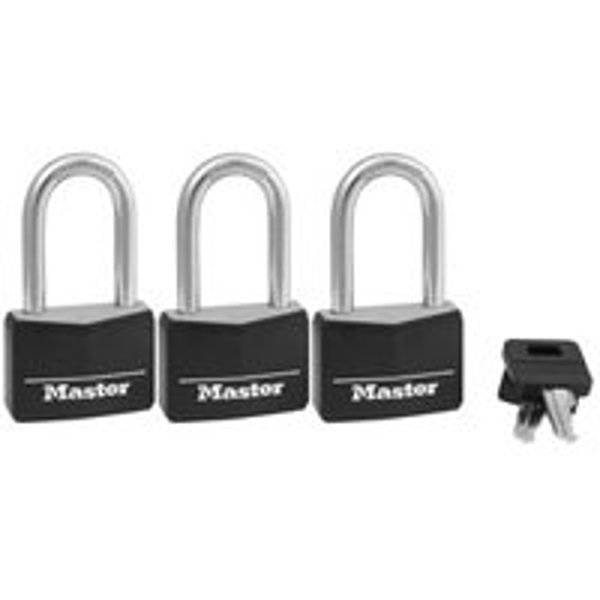 Master Lock 141TRILF Large Shackle Padlock 1/4 In Covered Aluminum