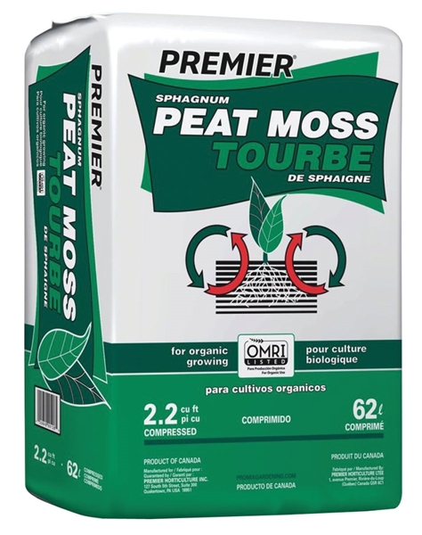 Premier Horticulture 0128P Peat Moss 2.2 Cu Ft Spgm Bale