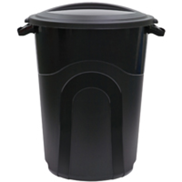 United Solutions TI0019 Trash Can 32 Gal Capacity Black Snap On Lid Closure