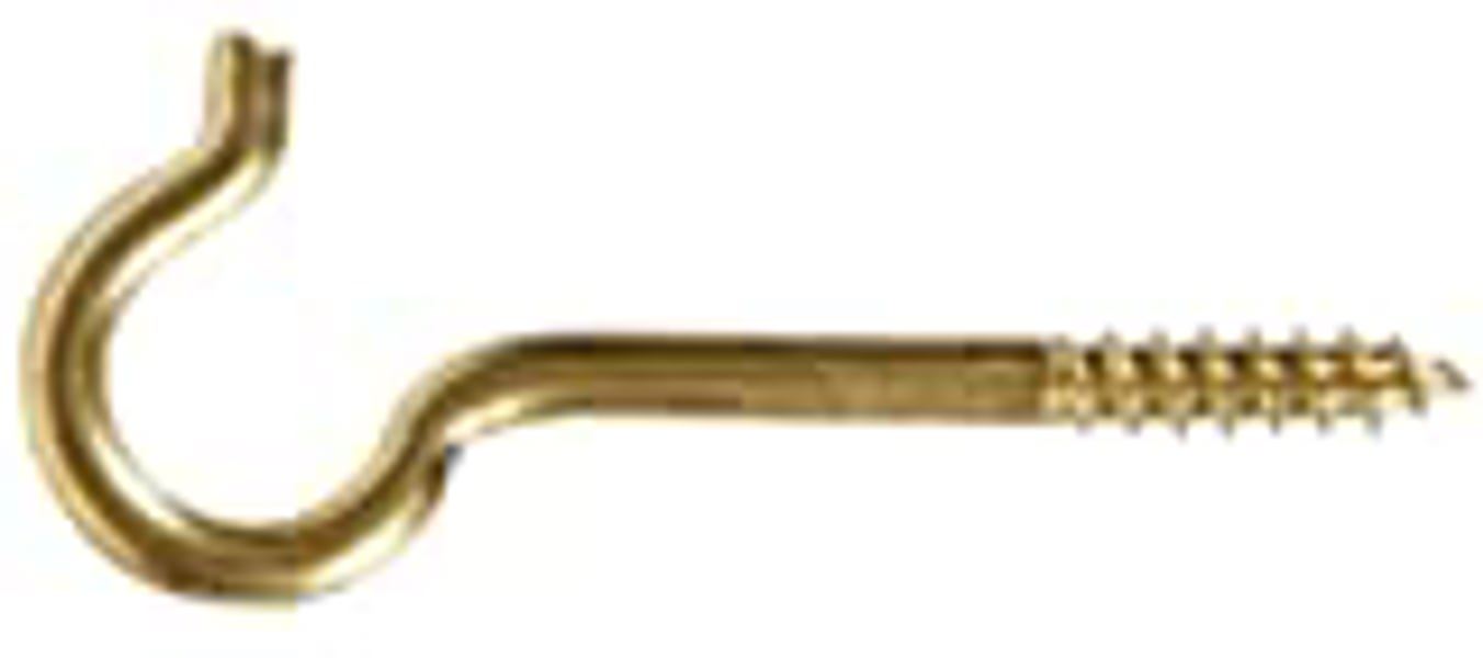 Hillman Group 852431 Ceiling Hook Screw #8 2-9/16 In Solid Brass