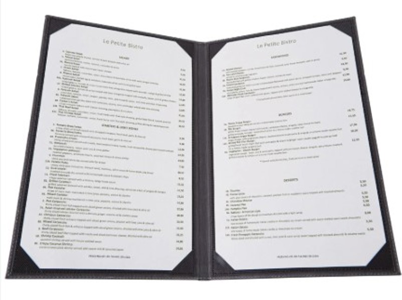 Winco LMD-814BK Two-Views Menu Cover for 8-1/2 X 14 In Inserts Black