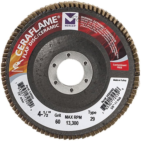 Mercer Abrasives 349060 Type 29 Ceramic Flap Disc