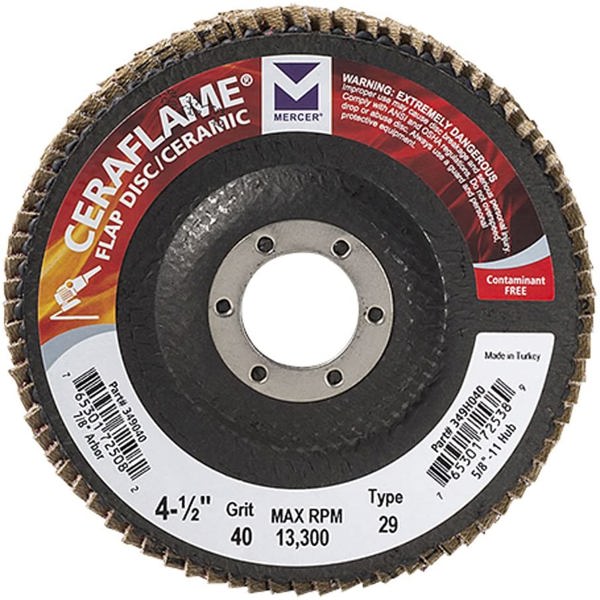 Mercer Abrasives MER 349040 Type 29 Ceramic Flap Disc