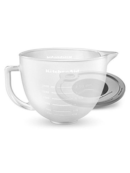 KitchenAid K5GBF Mixing Bowl 5 Qt Frosted Glass with Measurement Markings and Lid