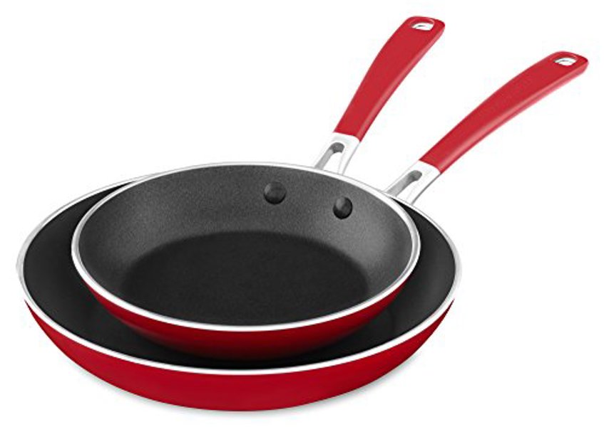 KitchenAid KC2A10TPER Skillet Twin Pack 10 Inch and 12 Inch Medium Aluminum Nonstick Empire Red