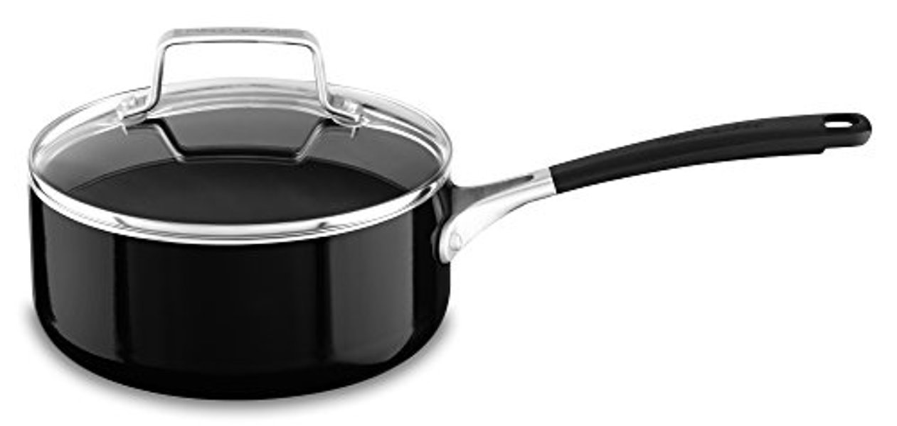 KitchenAid KC2A20PLOB Saucepan 2 Qt Capacity Medium Aluminum Nonstick Onyx Black