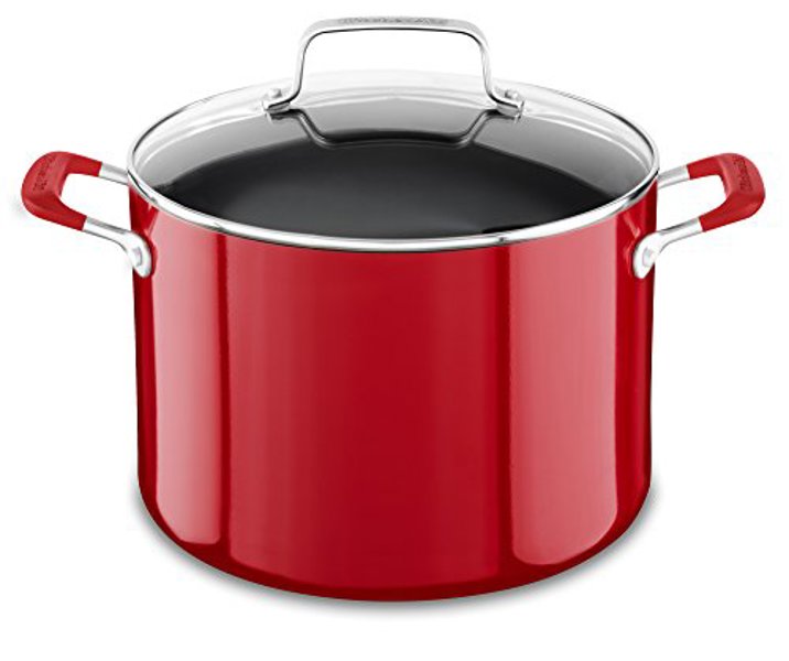 KitchenAid KC2A80SCER Stockpot 8 Qt Medium Aluminum Nonstick Empire Red W/Lid