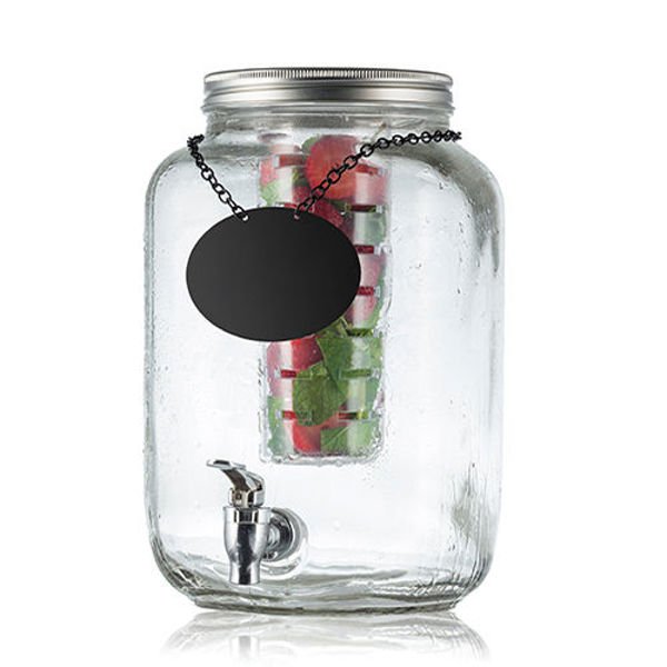 Tablecraft BDG3000 Beverage Dispenser 2 Gal Capacity Large Mason Jar Clear Glass with Stainless Steel Lid