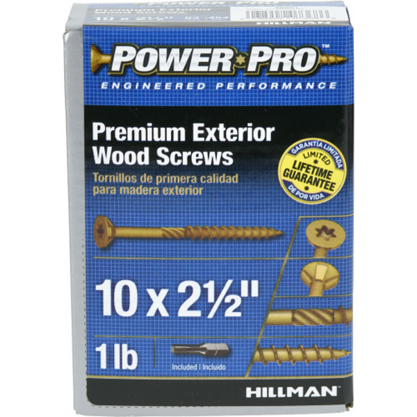 Hillman Group 48601 Power Pro Exterior Wood Screw #10 1Lb 2-1/5 In Sharp Point Star Drive