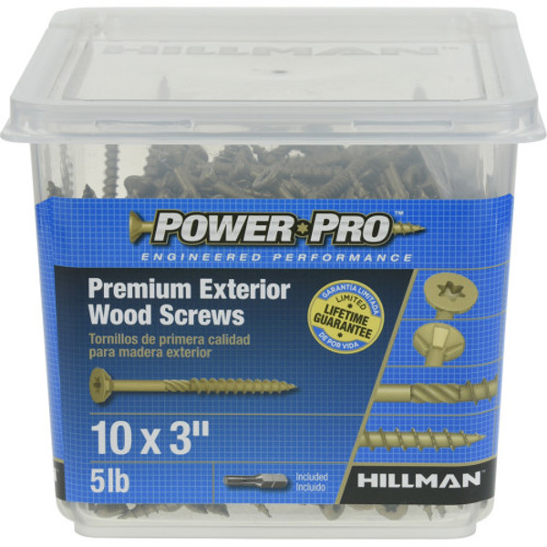 Hillman Group 48613 Power Pro Exterior Wood Screw #10 5 Lb 3 In Star Drive