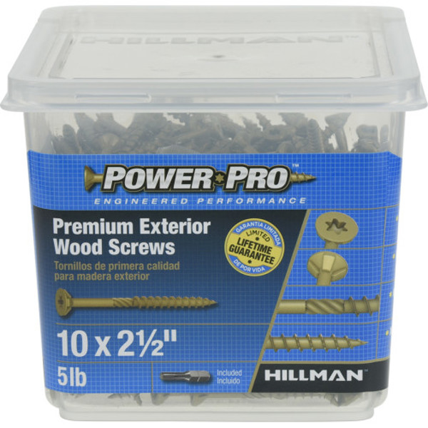 Hillman Group 48612 Deck Screw 2-1/2 In #10 Sharp Point Star Flat Head 5 Lb Power Pro Exterior