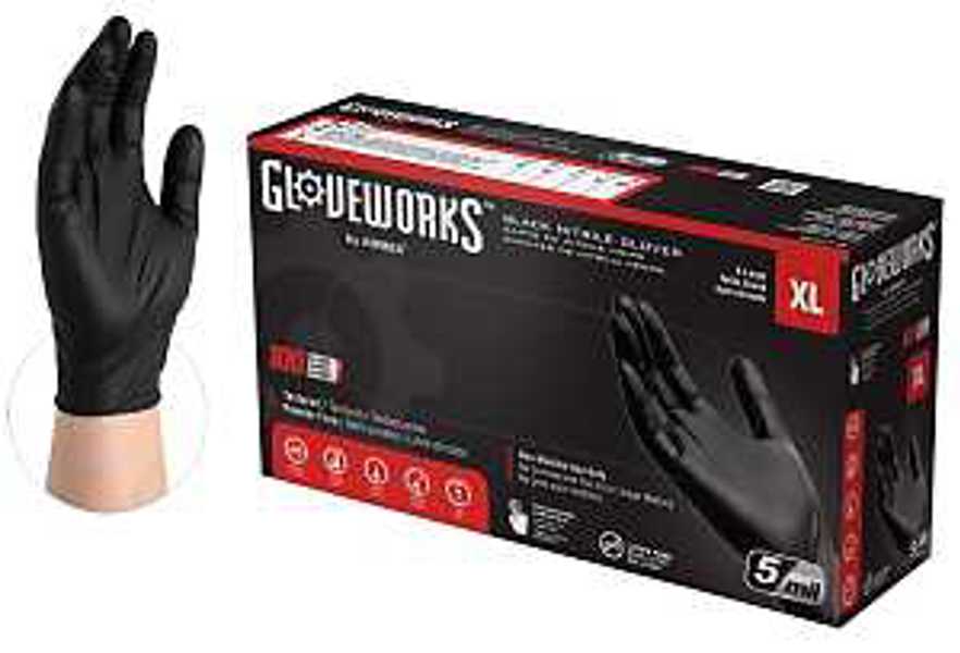 AMMEX CORPORATION GPNB48100 XLarge Black Disposable Gloves Industrial Nitrile Powder and Latex Free