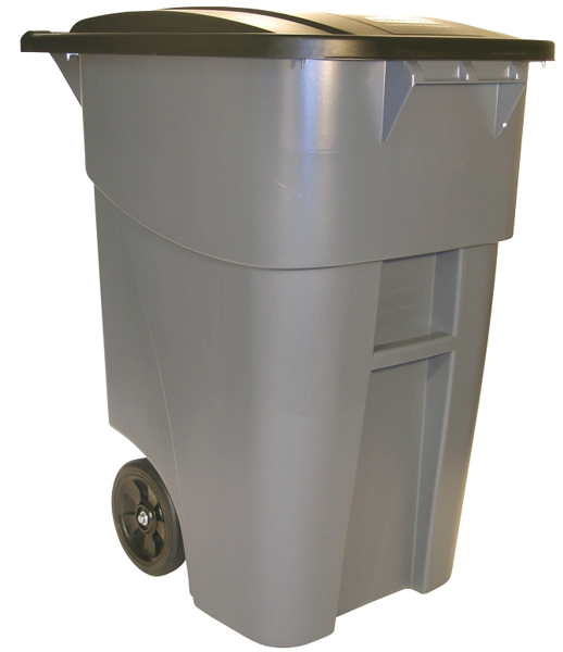 Rubbermaid FG9W2728GRAY Utility Rollout Trash Container 50 Gal 23 In x 44-1/2 In x 29 In Gray