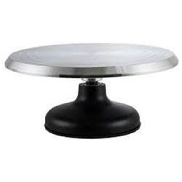 Winco CKSR-12 Revolving Cake Stand Stainless Steel with Black Base