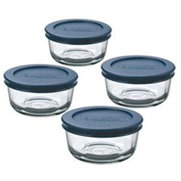 Anchor Hocking 82628L20 Round Food Storage Container 1 Cup Capacity Blue Plastic Lid