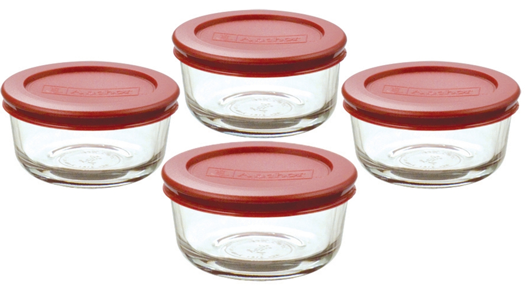 Anchor Hocking 91553L20 Kitchen Storage Set 1 Cup Round Red