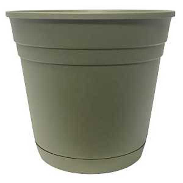 Southern Patio RR2006OG Planter With Saucer 20 In Olive Green Rolled Rim