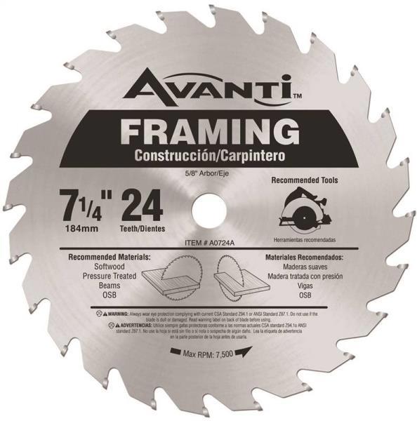 Diablo A0724A Circular Saw Blade 7-1/4 In 5/8 In 24 Teeth Framing
