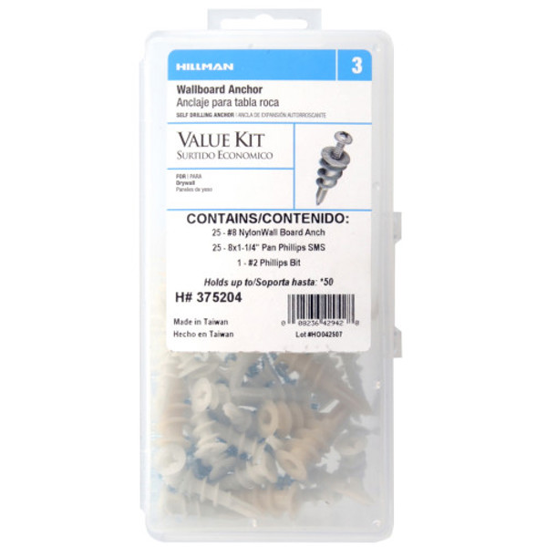 Hillman Group 375204 Nylon Anchoring Kit #8