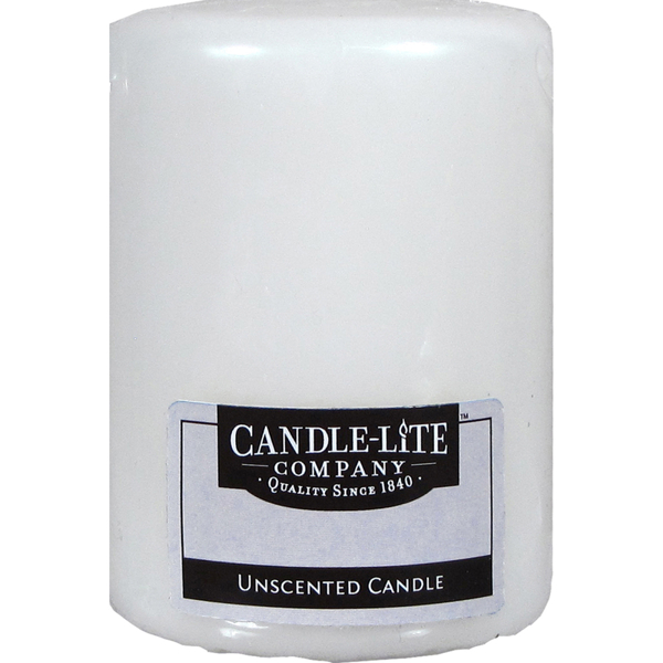 Candle-Lite Company 4523595 White Pillar Candle 3x4 In Unscented