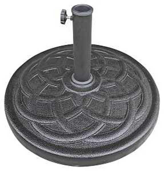 GHP GROUP INC 69330 Umbrella Base 21.65X13 Round Resin Steel Plastic Black