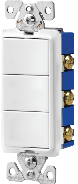 EATON-COOPER WIRING 7729W-SP Switch With Ground Combination Triple White