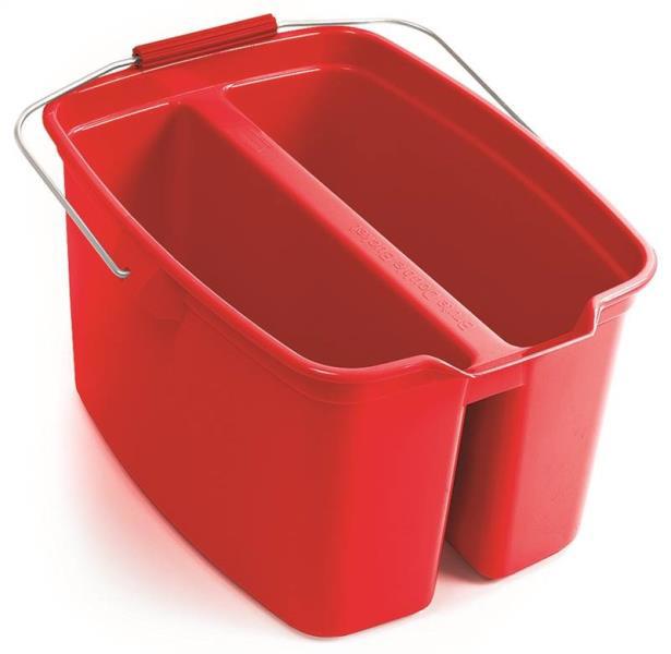 Rubbermaid 1887094 Double Pail 19 Qt Plastic Body Red Stainless Steel Handle