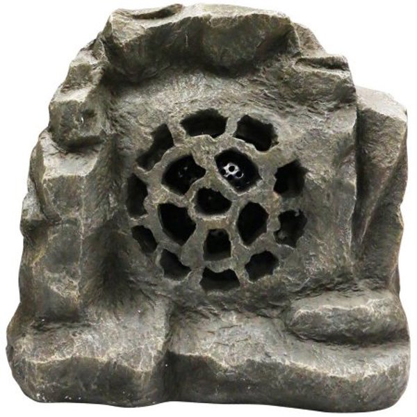 Alpine Corporation QLP542SLR-GR Solar Bluetooth-Enabled Rock Speaker Gray