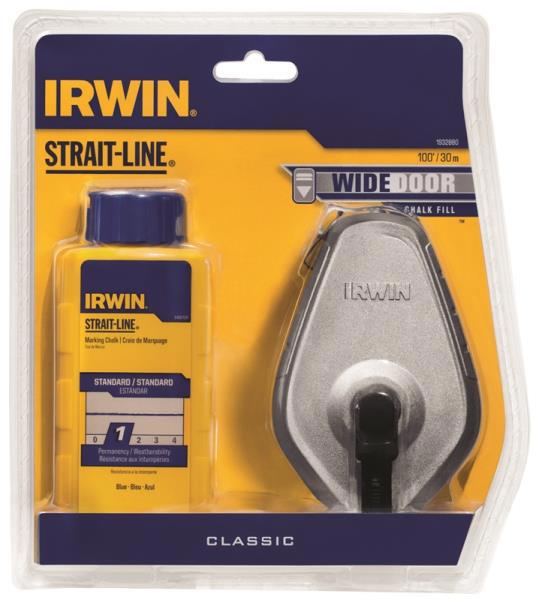 IRWIN INDUSTRIAL IWHT48441BC Chalk Line Reel 100 Ft Capacity 4 Oz Poly Aluminum Blue