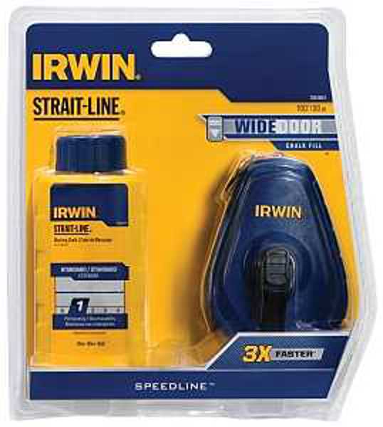 Irwin Industrial IWHT48442BC Chalk Reel 100 Ft Line Gear Rewind 3:1 Gear Ratio White