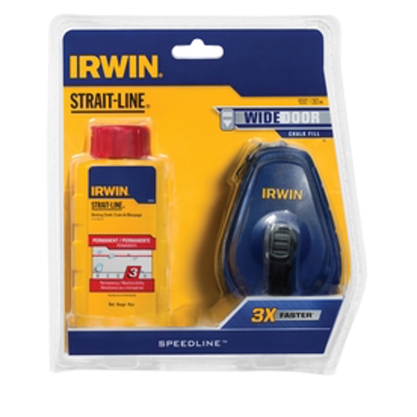 IRWIN INDUSTRIAL IWHT48442RC Chalk Reel 100 Ft Straight-Line Speedline White