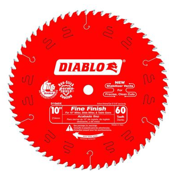 Diablo D1060X 10 In 60 Tooth Circular Saw Blade Fine Finish Carbide